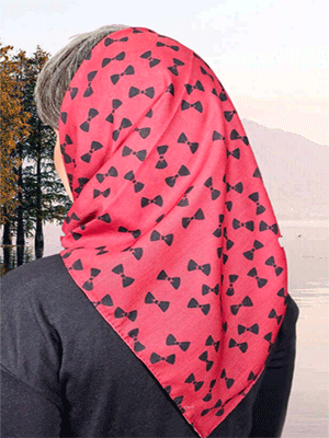 مینی اسکارف زرشکی با پاپیون ریز مشکی کد YM107