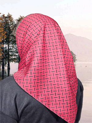 مینی اسکارف زرشکی با طرح بخیه ریز مشکی کد YM109